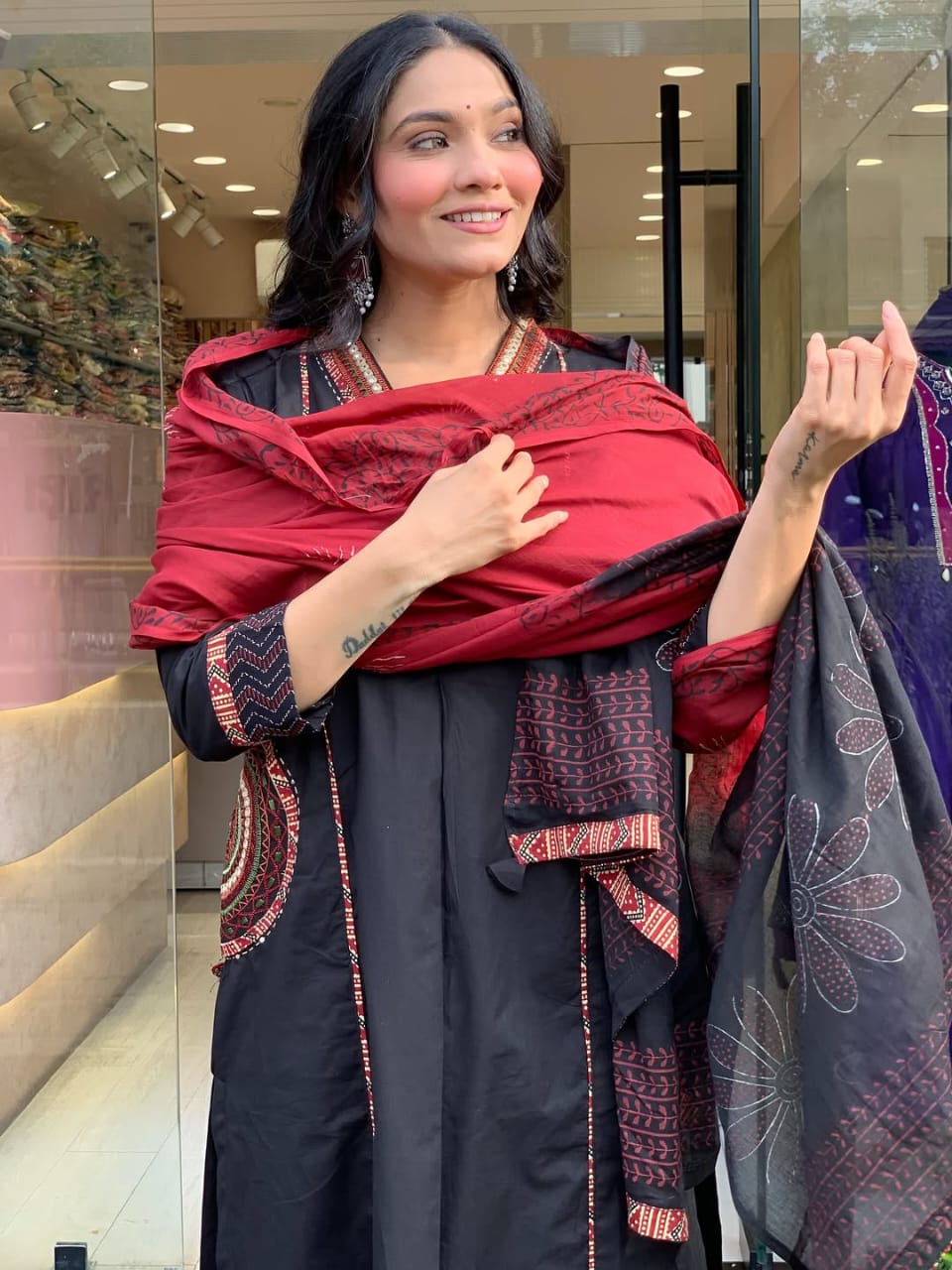 elegant banana silk kurta plazo dupatta set – neck work & pocket detailing with cotton lining | house of shivisha™ akshar elegant banana silk kurta plazo dupatta set – neck work & pocket detailing with cotton lining | house of shivisha™ akshar