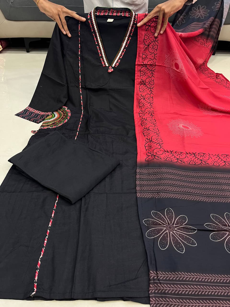 elegant banana silk kurta plazo dupatta set – neck work & pocket detailing with cotton lining | house of shivisha™ akshar elegant banana silk kurta plazo dupatta set – neck work & pocket detailing with cotton lining | house of shivisha™ akshar