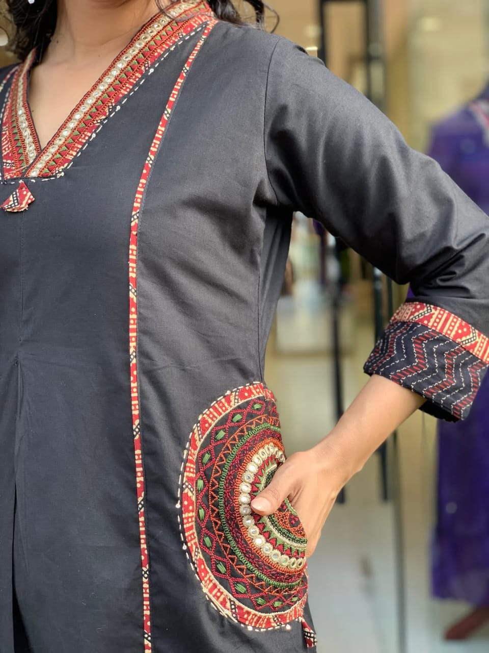 elegant banana silk kurta plazo dupatta set – neck work & pocket detailing with cotton lining | house of shivisha™ akshar elegant banana silk kurta plazo dupatta set – neck work & pocket detailing with cotton lining | house of shivisha™ akshar