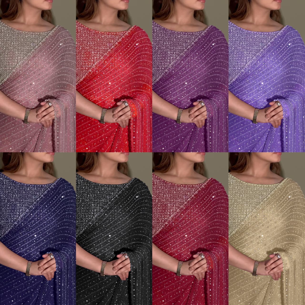 bollywood blockbuster special edition saree – faux georgette with heavy 5mm sequins & multy embroidery | house of shivisha™ | code: df 3452